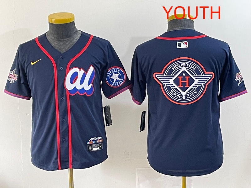 Youth 2025 Houston Astros Blank Drak Blue All star Nike MLB Jersey style 001->youth mlb jersey->Youth Jersey